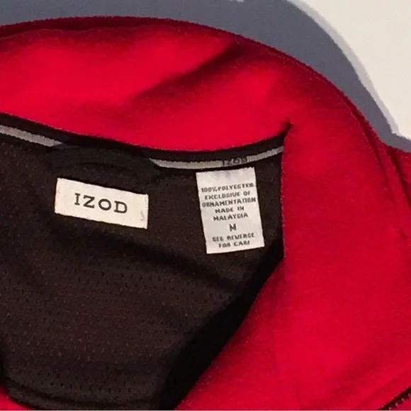 IZOD PERFORMANCE- Pullover - 1/4 zip - unisex -‎ elastic cuffs - size M - Red - Picture 3 of 5